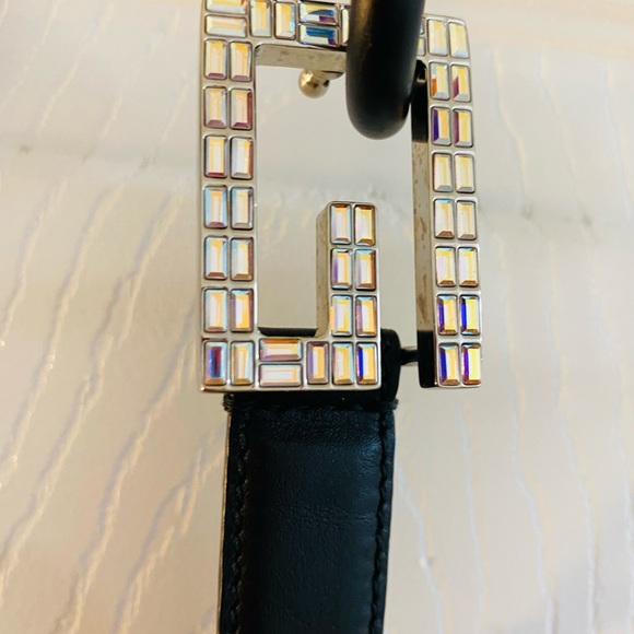 GUCCI Leather Belt w/Crystal G Buckle - Picture 1 of 8